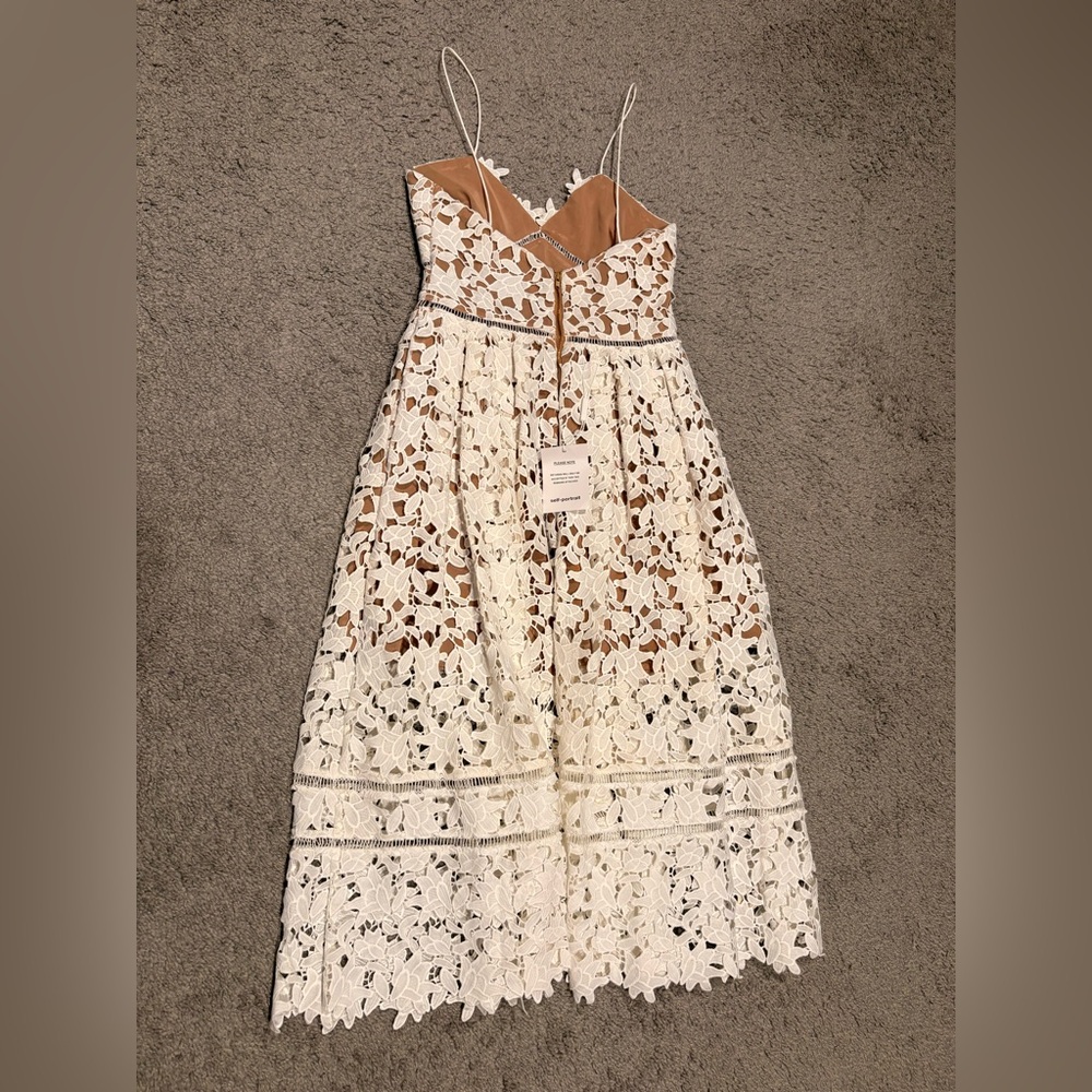 Self Portrait New Azaelea Guipure Lace Midi Dress Size 6 - Picture 16 of 16